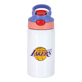 Lakers, Παιδικό παγούρι θερμό, ανοξείδωτο, με καλαμάκι ασφαλείας, ροζ/μωβ (350ml)