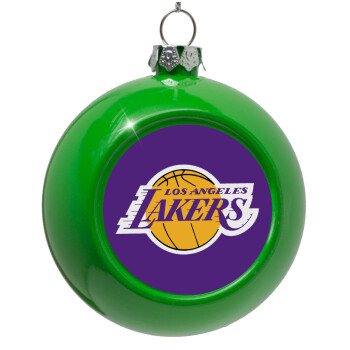 Lakers, Green Christmas tree ornament bauble 8cm