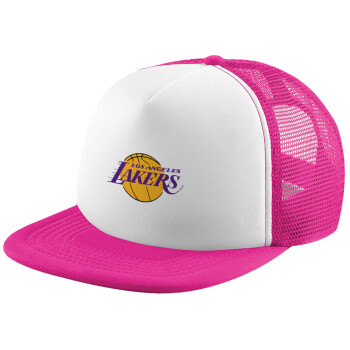 Lakers, Καπέλο παιδικό Soft Trucker με Δίχτυ ΡΟΖ/ΛΕΥΚΟ (POLYESTER, ΠΑΙΔΙΚΟ, ONE SIZE)