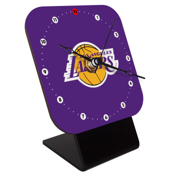 Lakers, Quartz Wooden table clock with hands (10cm)