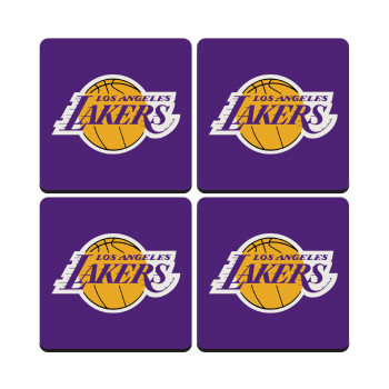 Lakers, ΣΕΤ 4 Σουβέρ ξύλινα τετράγωνα (9cm)
