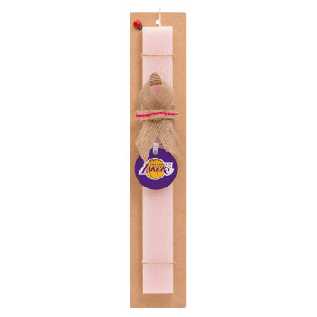 Lakers, Easter Set, wooden keychain & scented flat Easter candle (30cm) (PINK)