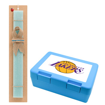 Lakers, Easter Set, children's snack container BLUE & Easter aromatic flat candle (30cm) (TURQUOISE)