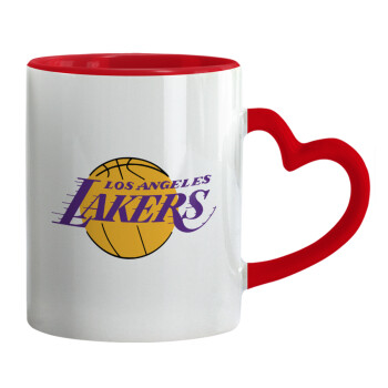 Lakers, Κούπα καρδιά χερούλι κόκκινη, κεραμική, 330ml