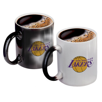 Lakers, Color changing magic Mug, ceramic, 330ml when adding hot liquid inside, the black colour desappears (1 pcs)