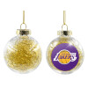 Transparent Christmas tree ball ornament with gold filling 8cm