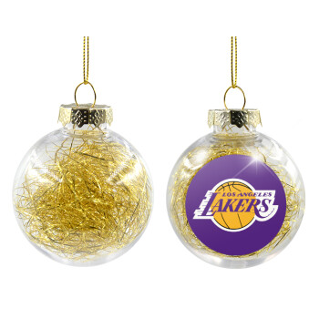 Lakers, Transparent Christmas tree ball ornament with gold filling 8cm