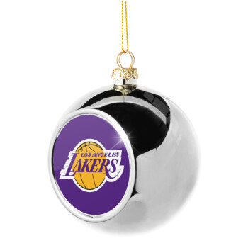 Lakers, Silver 8cm Christmas tree ball ornament