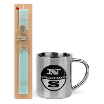 North Sails, Easter Set, metallic thermal cup (300ml) & aromatic flat Easter candle (30cm) (TURQUOISE)