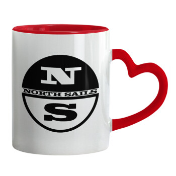 North Sails, Mug heart red handle, ceramic, 330ml