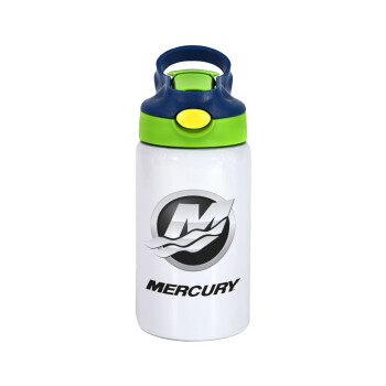 Mercury, Children's hot water bottle, stainless steel, with safety straw, green, blue (350ml)