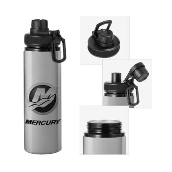 Mercury, Metallic water bottle with safety cap, 850ml aluminum