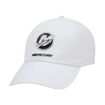 Mercury, Καπέλο Ενηλίκων Baseball Λευκό 5-φύλλο (POLYESTER, ΕΝΗΛΙΚΩΝ, UNISEX, ONE SIZE)