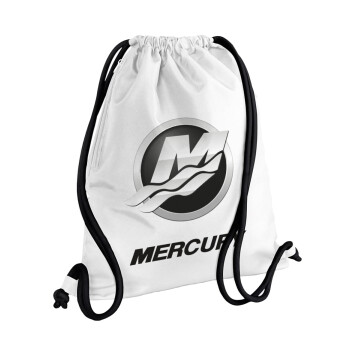 Mercury, Τσάντα πλάτης πουγκί GYMBAG λευκή, με τσέπη (40x48cm) & χονδρά κορδόνια