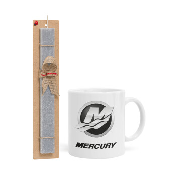 Mercury, Easter Set, Ceramic Cup (330ml) & Easter aromatic flat candle (30cm) (GRAY)