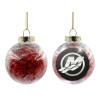 Transparent Christmas tree ball ornament with red filling 8cm