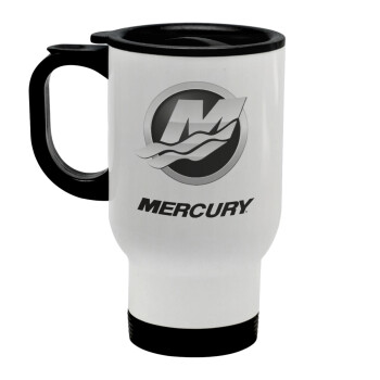 Mercury, Κούπα ταξιδιού ανοξείδωτη με καπάκι, διπλού τοιχώματος (θερμό) λευκή 450ml