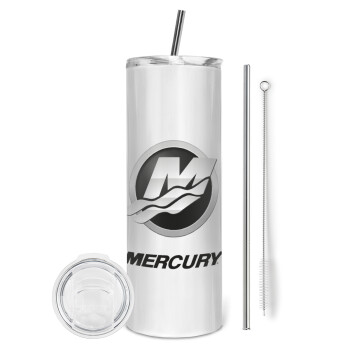 Mercury, Tumbler ποτήρι θερμό από ανοξείδωτο ατσάλι 600ml, με μεταλλικό καλαμάκι & βούρτσα καθαρισμού