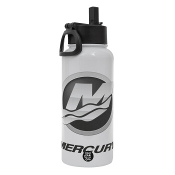 Mercury, Metal mug thermo White with Straw and Spout Lid (Stainless steel), double wall, 950ml