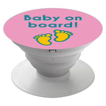 Baby on Board πατουσα Κορίτσι, Phone Holders Stand  White Hand-held Mobile Phone Holder