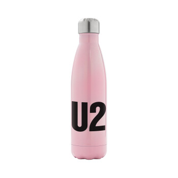 U2 , Μεταλλικό παγούρι θερμός Ροζ Ιριδίζον (Stainless steel), διπλού τοιχώματος, 500ml