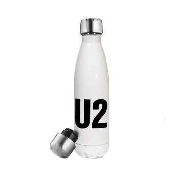 U2 , Metal mug thermos White (Stainless steel), double wall, 500ml