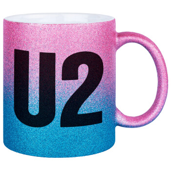 U2 , Κούπα Χρυσή/Μπλε Glitter, κεραμική, 330ml