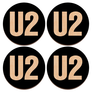 U2 , ΣΕΤ x4 Σουβέρ ξύλινα στρογγυλά plywood (9cm)