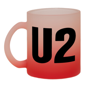 U2 , Κούπα γυάλινη δίχρωμη με βάση το κόκκινο ματ, 330ml