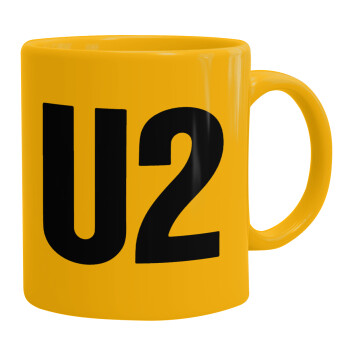 U2 , Ceramic coffee mug yellow, 330ml (1pcs)