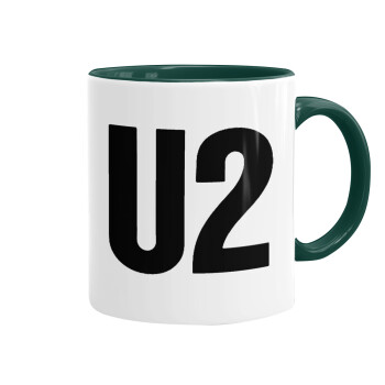 U2 , Κούπα χρωματιστή πράσινη, κεραμική, 330ml
