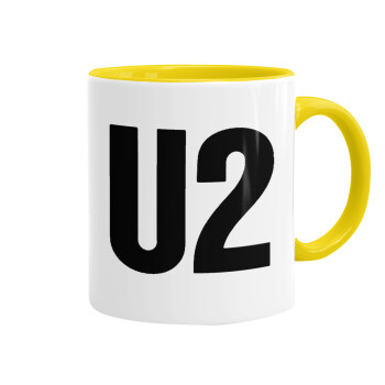 U2 , Κούπα χρωματιστή κίτρινη, κεραμική, 330ml