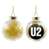 Transparent Christmas tree ball ornament with gold filling 8cm