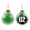 Transparent Christmas tree ball ornament with green filling 8cm