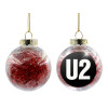 Transparent Christmas tree ball ornament with red filling 8cm