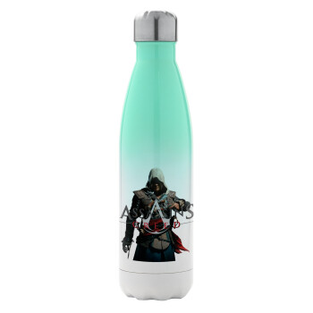 Assassin's Creed, Μεταλλικό παγούρι θερμός Πράσινο/Λευκό (Stainless steel), διπλού τοιχώματος, 500ml