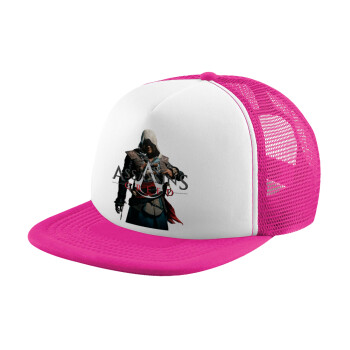 Assassin's Creed, Καπέλο παιδικό Soft Trucker με Δίχτυ ΡΟΖ/ΛΕΥΚΟ (POLYESTER, ΠΑΙΔΙΚΟ, ONE SIZE)