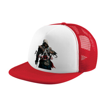 Assassin's Creed, Adult Soft Trucker Hat with Red/White Mesh (POLYESTER, ADULT, UNISEX, ONE SIZE)