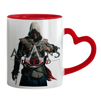 Assassin's Creed, Mug heart red handle, ceramic, 330ml