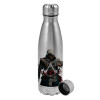 Metallic water bottle, stainless steel, 750ml