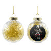 Transparent Christmas tree ball ornament with gold filling 8cm