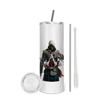 Assassin's Creed, Eco friendly stainless steel tumbler 600ml, with metal straw & cleaning brush