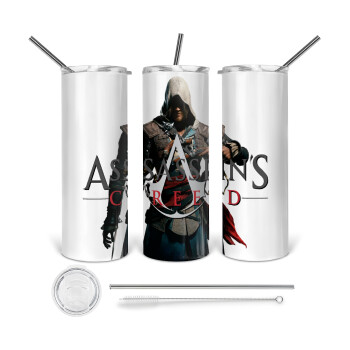 Assassin's Creed, Tumbler ποτήρι θερμό από ανοξείδωτο ατσάλι 600ml, με μεταλλικό καλαμάκι & βούρτσα καθαρισμού