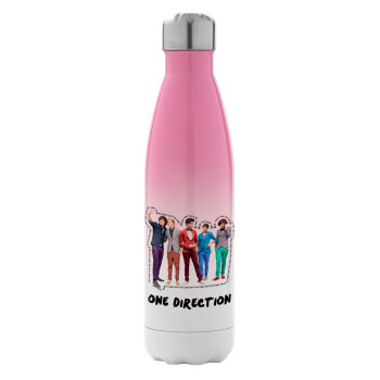 One Direction , Μεταλλικό παγούρι θερμός Ροζ/Λευκό (Stainless steel), διπλού τοιχώματος, 500ml