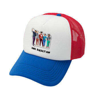 One Direction , Καπέλο Ενηλίκων Soft Trucker με Δίχτυ Red/Blue/White (POLYESTER, ΕΝΗΛΙΚΩΝ, UNISEX, ONE SIZE)