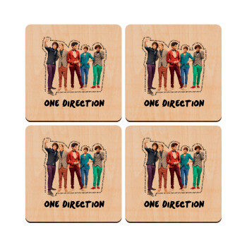 One Direction , ΣΕΤ x4 Σουβέρ ξύλινα τετράγωνα plywood (9cm)