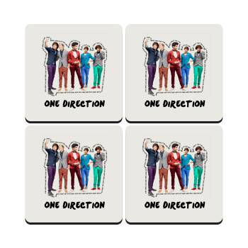 One Direction , ΣΕΤ 4 Σουβέρ ξύλινα τετράγωνα (9cm)