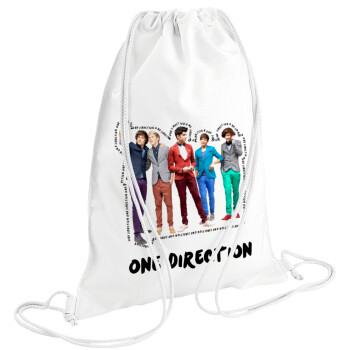 One Direction , Τσάντα πλάτης πουγκί GYMBAG λευκή (28x40cm)