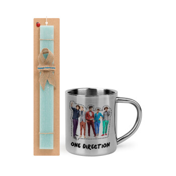 One Direction , Easter Set, metallic thermal cup (300ml) & aromatic flat Easter candle (30cm) (TURQUOISE)