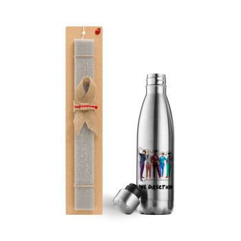 One Direction , Easter Set, metallic stainless thermos flask (500ml) & scented flat Easter candle (30cm) (GRAY)